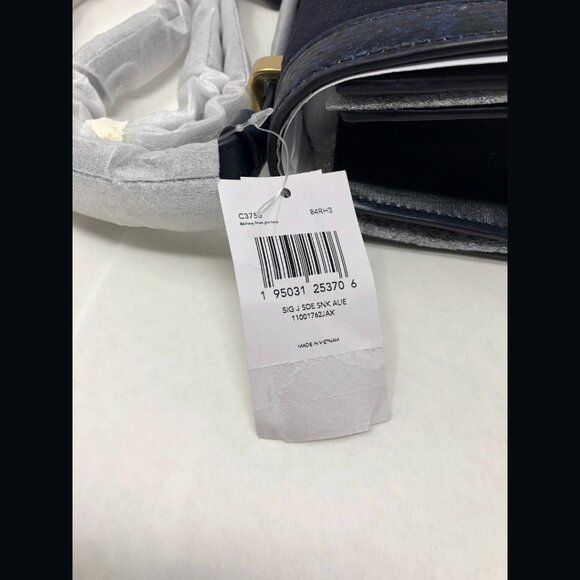 Coach Alie in Signature Jacquard with Leather & Snakeskin Detail C3756, Navy - Picture 6 of 6